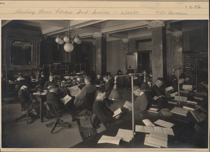 In 1913, the library was moved from Morrill Hall to the Main Building as the fireproof building would
provide better protection for the collections. The library took up extensive space on the west side of
both the ground and first floors but still did not provide adequate space for books or study. This resulted
in the creation of departmental libraries around campus.