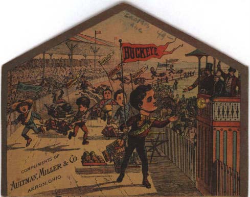 Colored image of a cartoon showing Buckeye receiving their gold medal